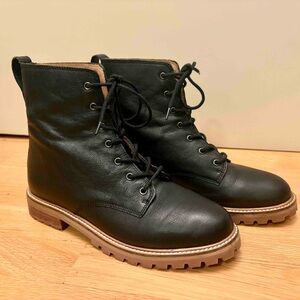 Madewell Clair Lace-Up Boots in Black - Size 7